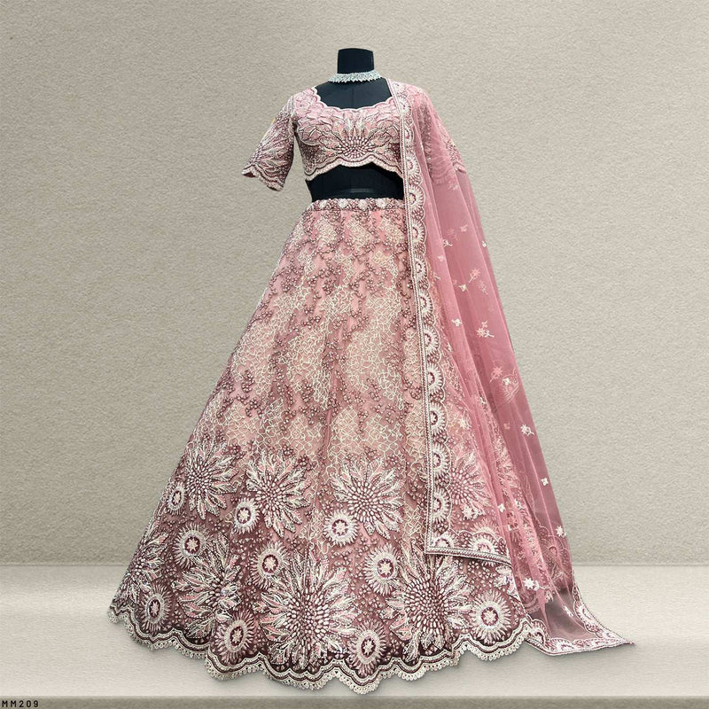 Cherry Blossom - Pink Reception Engagement Lehenga With Designer Blouse