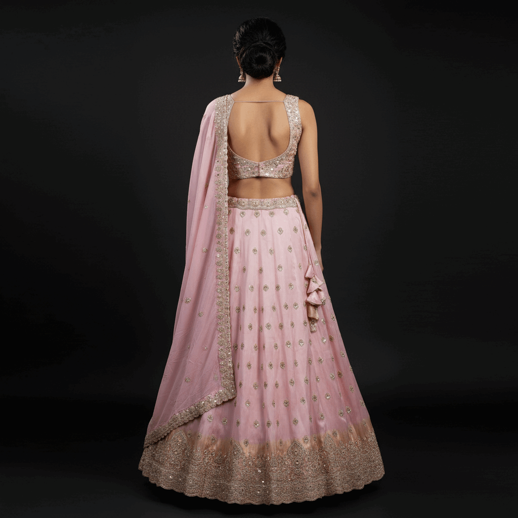 Damsel - Pure Viscose Silk Minimal Pattern Designer Lehenga