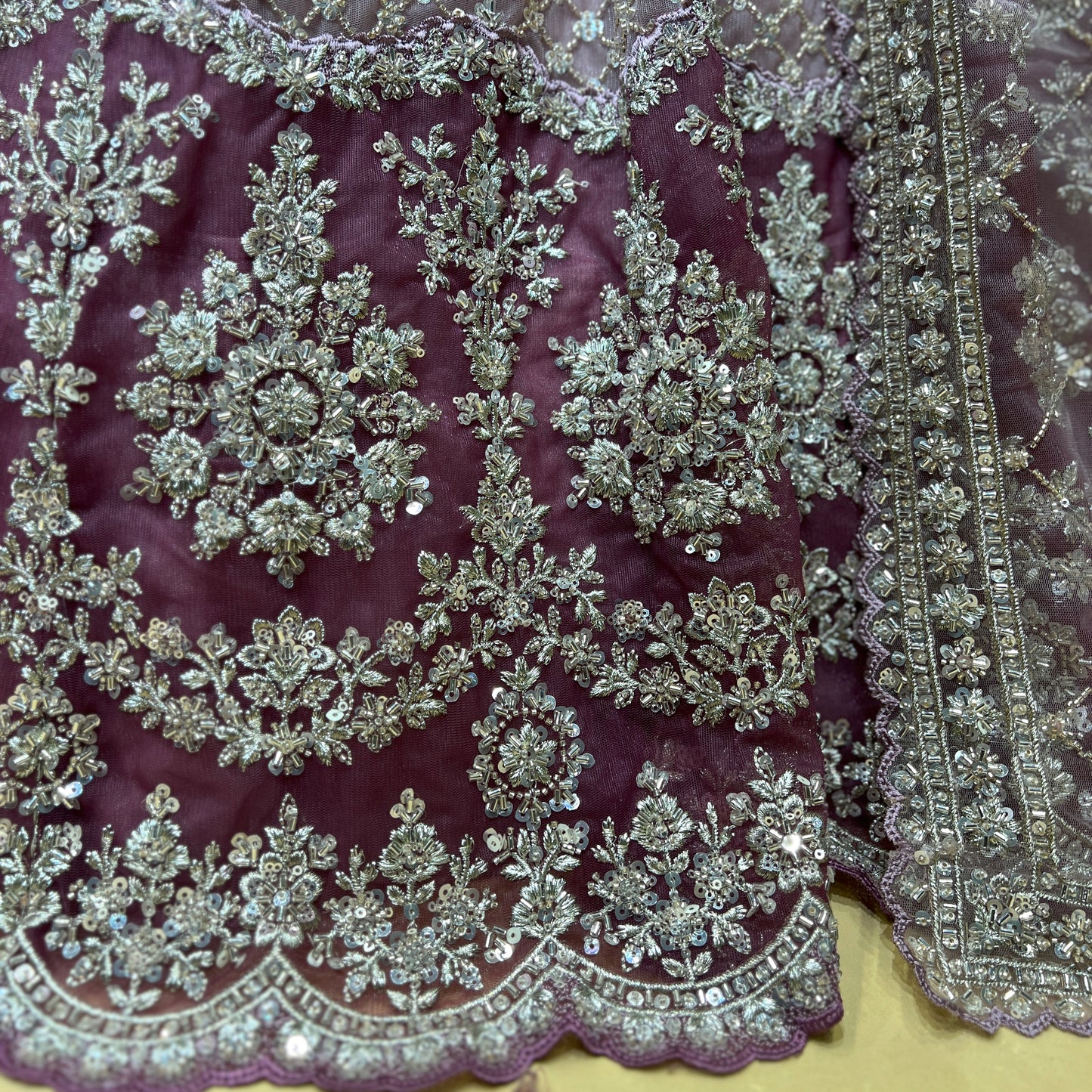 Jazzagals - Delicate Pearl Cutdana Handwork Couture Lehenga Lavender