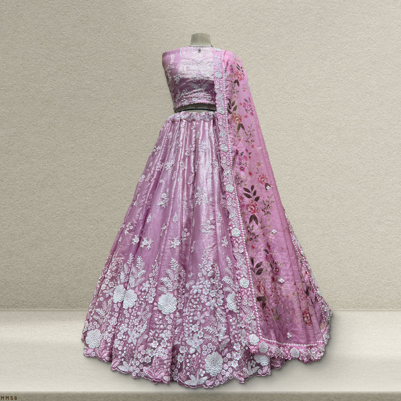 Aisha - Sequins Work Fendy Silk Partywear Lehenga JMS Studio {{ Royal Red Bridal Lehenga}}