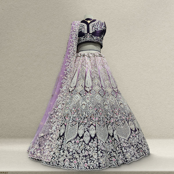 Rosé - Wedding Trousseau in Pastel Hues Ombre Lavender Lehenga - JMS Studio