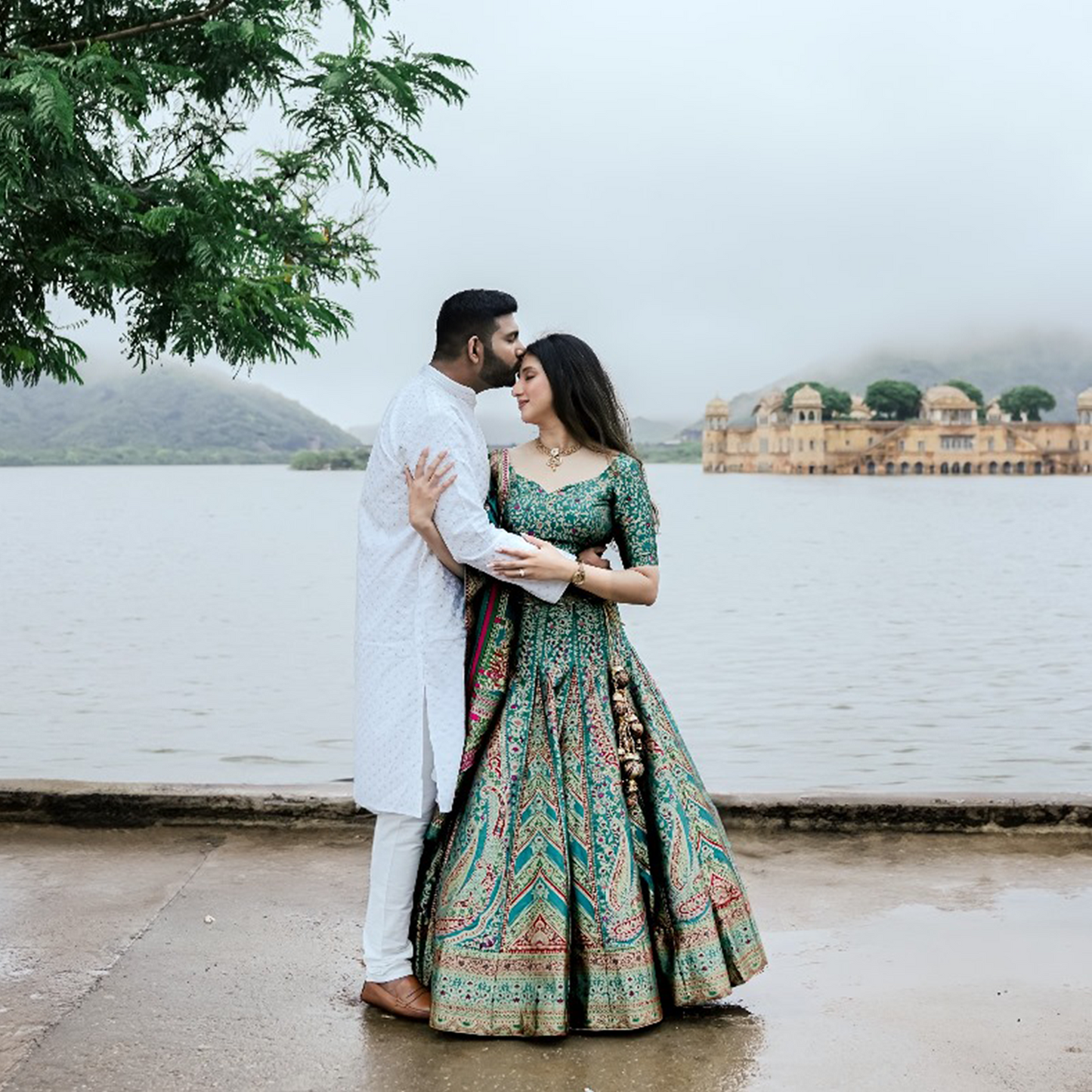 Shringaar: Big Flared Gold Weaving Banarasi Partywear Lehenga - JMS Studio