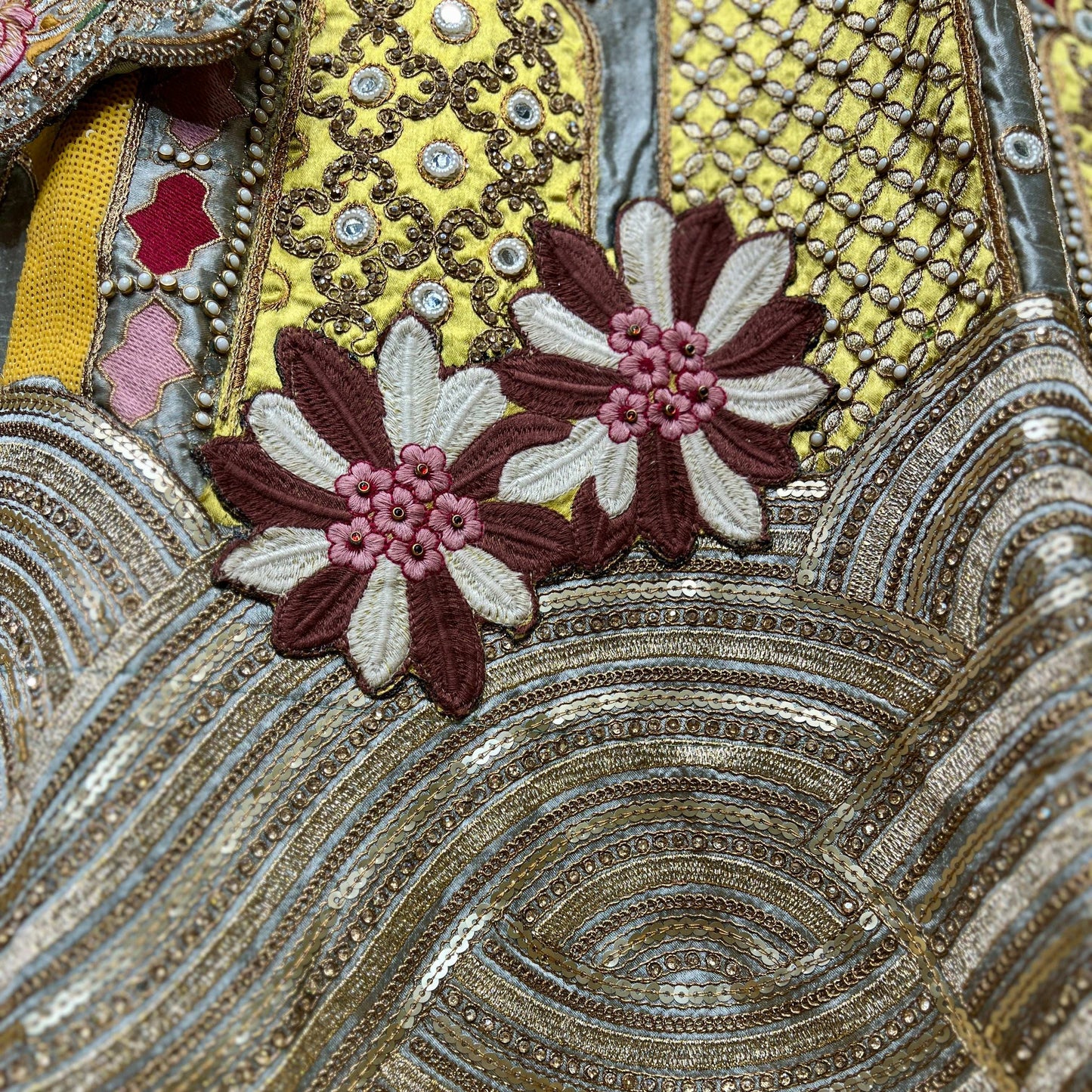 Damsel - Multicolor Raw Silk Haute Couture Lehenga