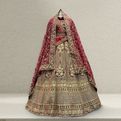 Pagfera - Double Dupatta Maroon & Gold Bridal Lehenga JMS Studio {{ Royal Red Bridal Lehenga}}