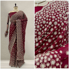 JMS_Studio Designer Heavy Work Georgette Partywear Saree