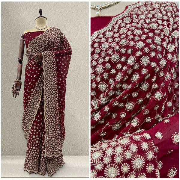 JMS_Studio Designer Heavy Work Georgette Partywear Saree