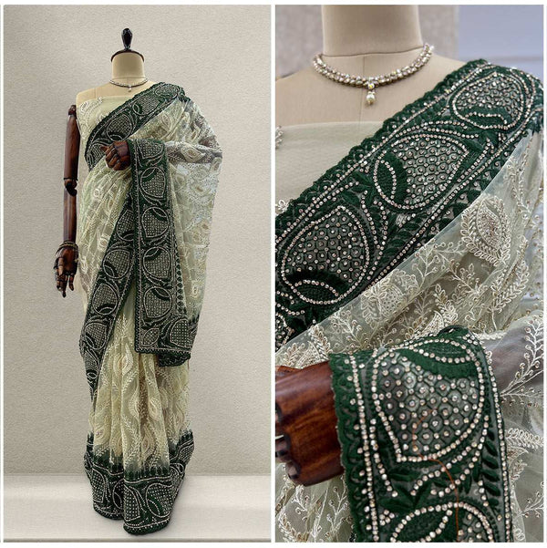 JMS_Studio Designer Boutique Net Handwork Partywear Saree