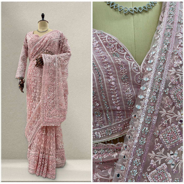 JMS_Studio Designer Boutique Net Partywear Ready-To-Wear Saree
