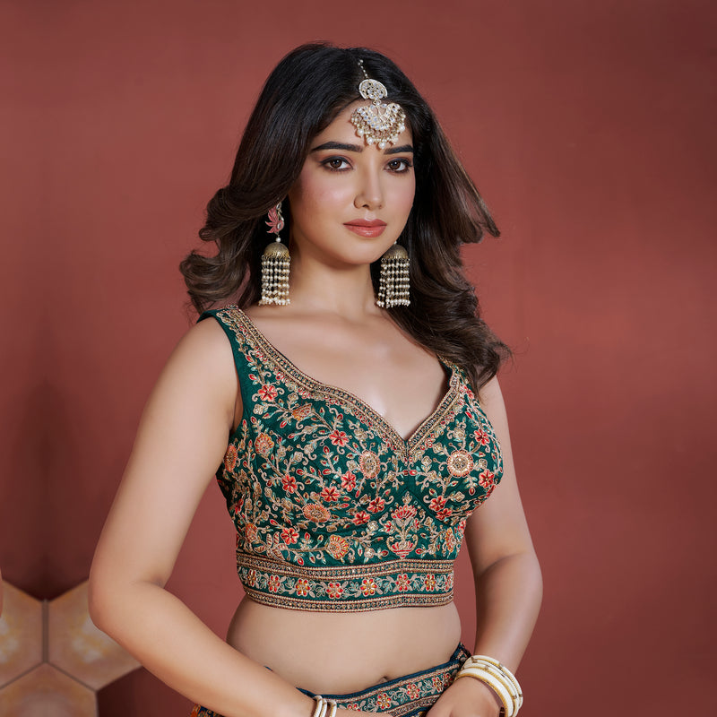 Gulaal - Ready-to-Wear Multi Color Silk Lehenga Choli JMS Studio {{ Royal Red Bridal Lehenga}}