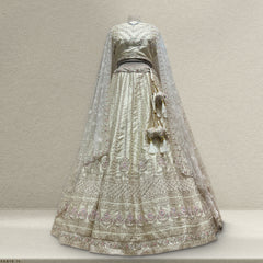 Rosé - Wedding Trousseau in Pastel Hues Ivory Silk Lehenga JMS Studio {{ Royal Red Bridal Lehenga}}