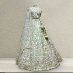 Rosé - Wedding Trousseau in Pastel Hues Pistachio Lehenga JMS Studio {{ Royal Red Bridal Lehenga}}