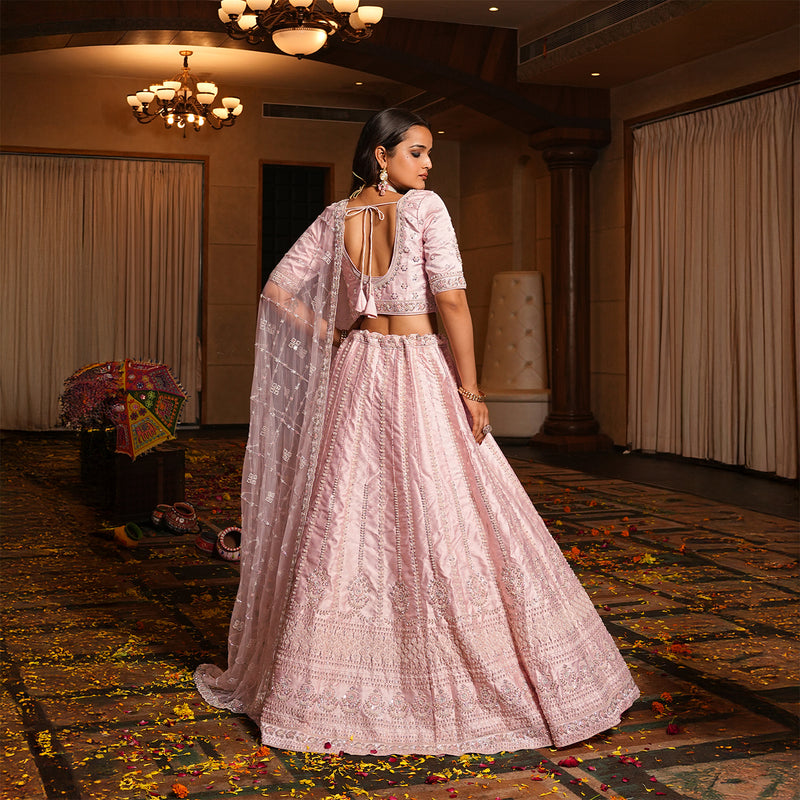 Rosé - Wedding Trousseau in Pastel Hues Blush Pink Lehenga
