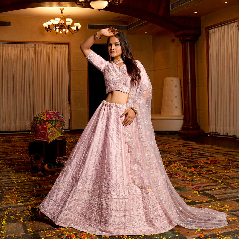 Rosé - Wedding Trousseau in Pastel Hues Blush Pink Lehenga