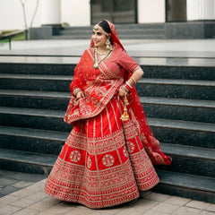 Dulhan in Red Lehenga Elegance: Celebrity-Inspired Royal Baggi Collection