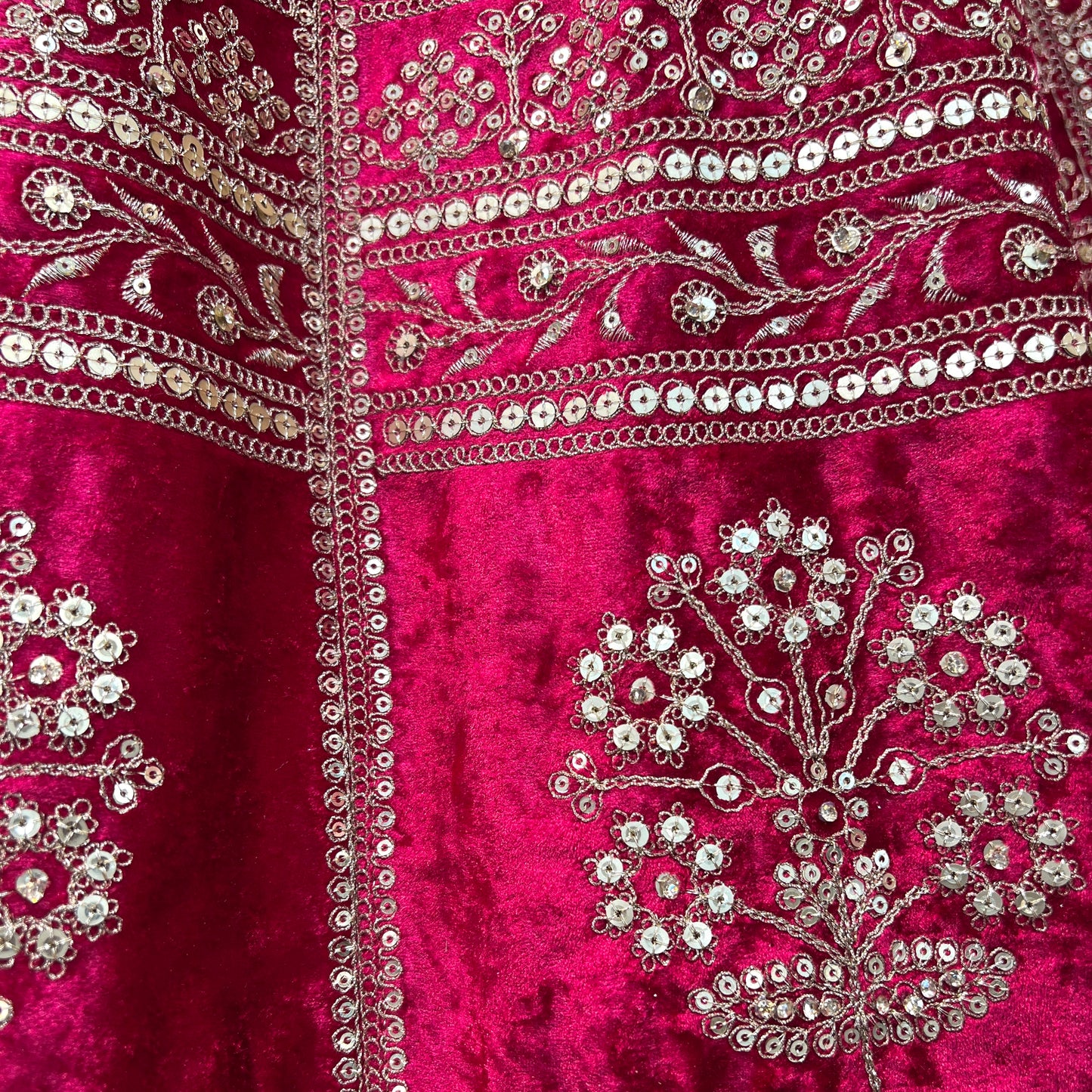 Damsel - 18 Kali Designer Velvet Bollywood Replica Lehenga Fuchsia Pink