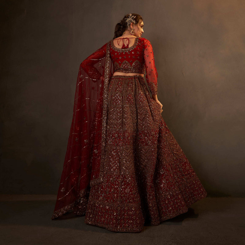 Jazzagals - Beads & Cutdana Handwork Maroon Trending Lehenga
