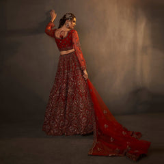 Jazzagals - Beads & Cutdana Handwork Maroon Trending Lehenga