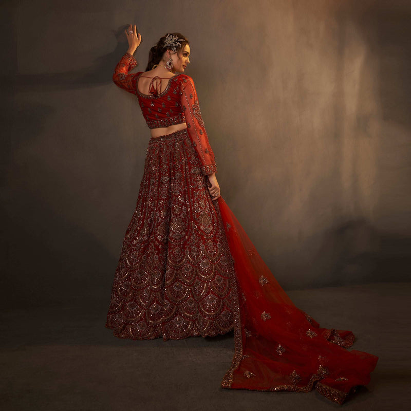 Jazzagals - Beads & Cutdana Handwork Maroon Trending Lehenga