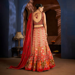 Gulaal - Ready-to-Wear Multi Color Silk Lehenga Choli JMS Studio {{ Royal Red Bridal Lehenga}}