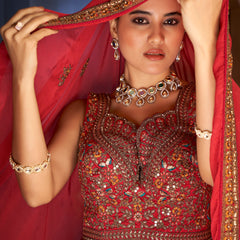 Gulaal - Ready-to-Wear Multi Color Silk Lehenga Choli JMS Studio {{ Royal Red Bridal Lehenga}}