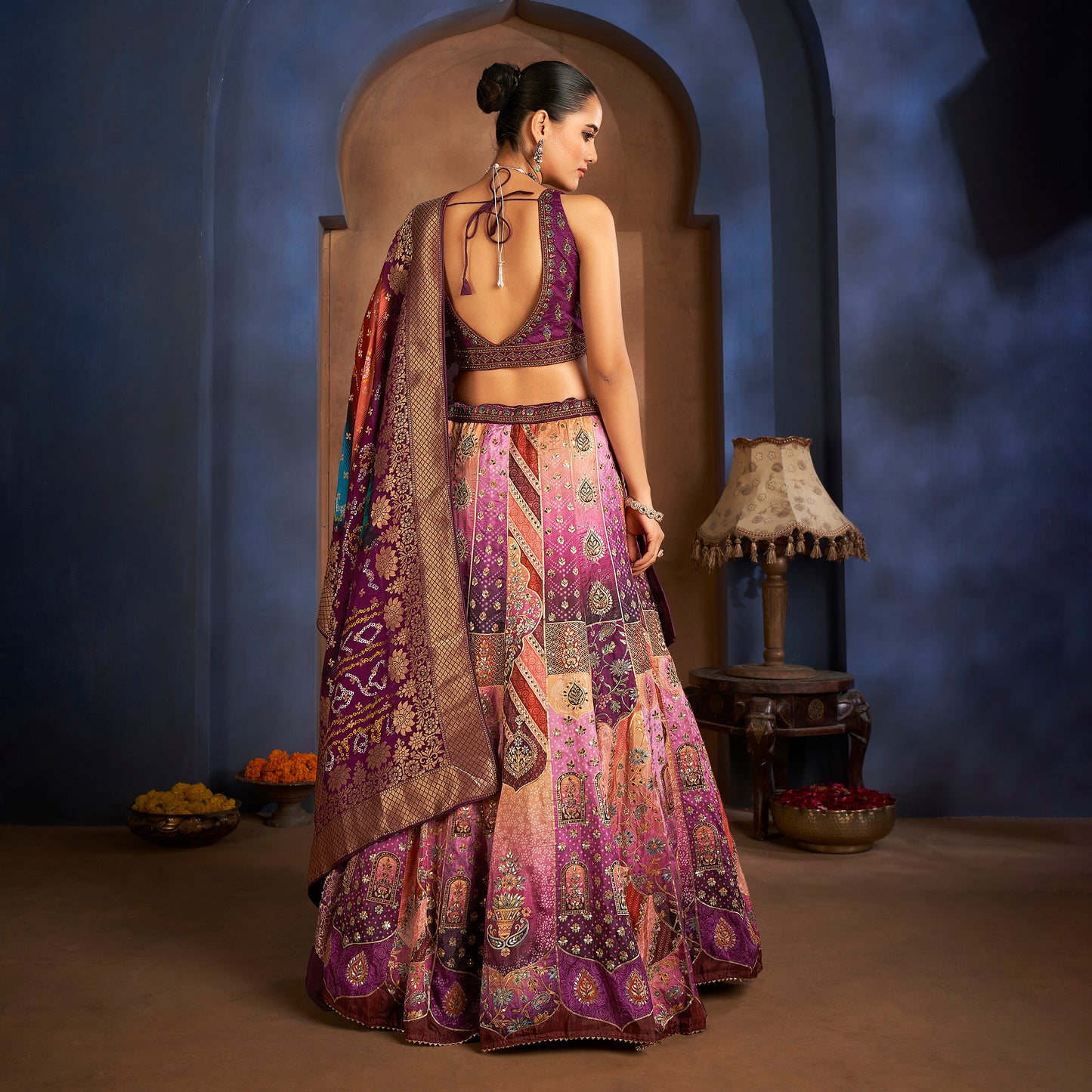 Gulaal - Ready-to-Wear Multi Color Silk Lehenga Choli JMS Studio {{ Royal Red Bridal Lehenga}}