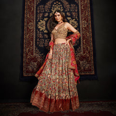 Gulaal - Ready-to-Wear Multi Color Silk Lehenga Choli JMS Studio {{ Royal Red Bridal Lehenga}}