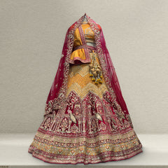 Amrapali - The Royal Tissue Silk Rajwadi Gorgeous Bridal Lehenga Mustard Color - JMS Studio