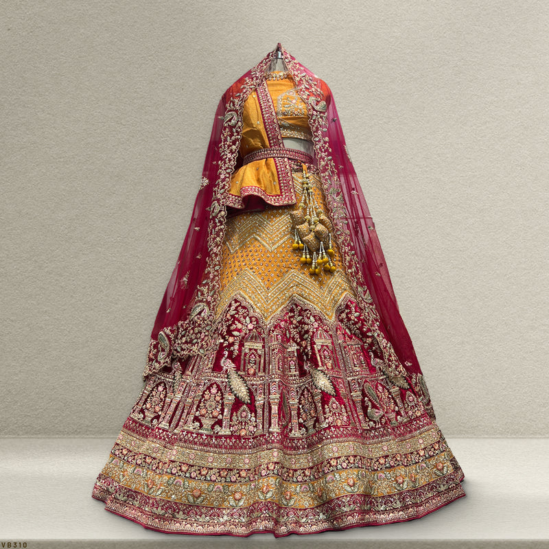Amrapali - The Royal Tissue Silk Rajwadi Gorgeous Bridal Lehenga Mustard Color - JMS Studio