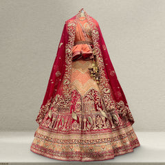 Amrapali - The Royal Tissue Silk Rajwadi Gorgeous Bridal Lehenga Peach Color - JMS Studio