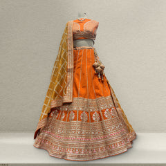 Dulhan in Orange Lehenga Elegance: Celebrity-Inspired Royal Baggi Collection - JMS Studio