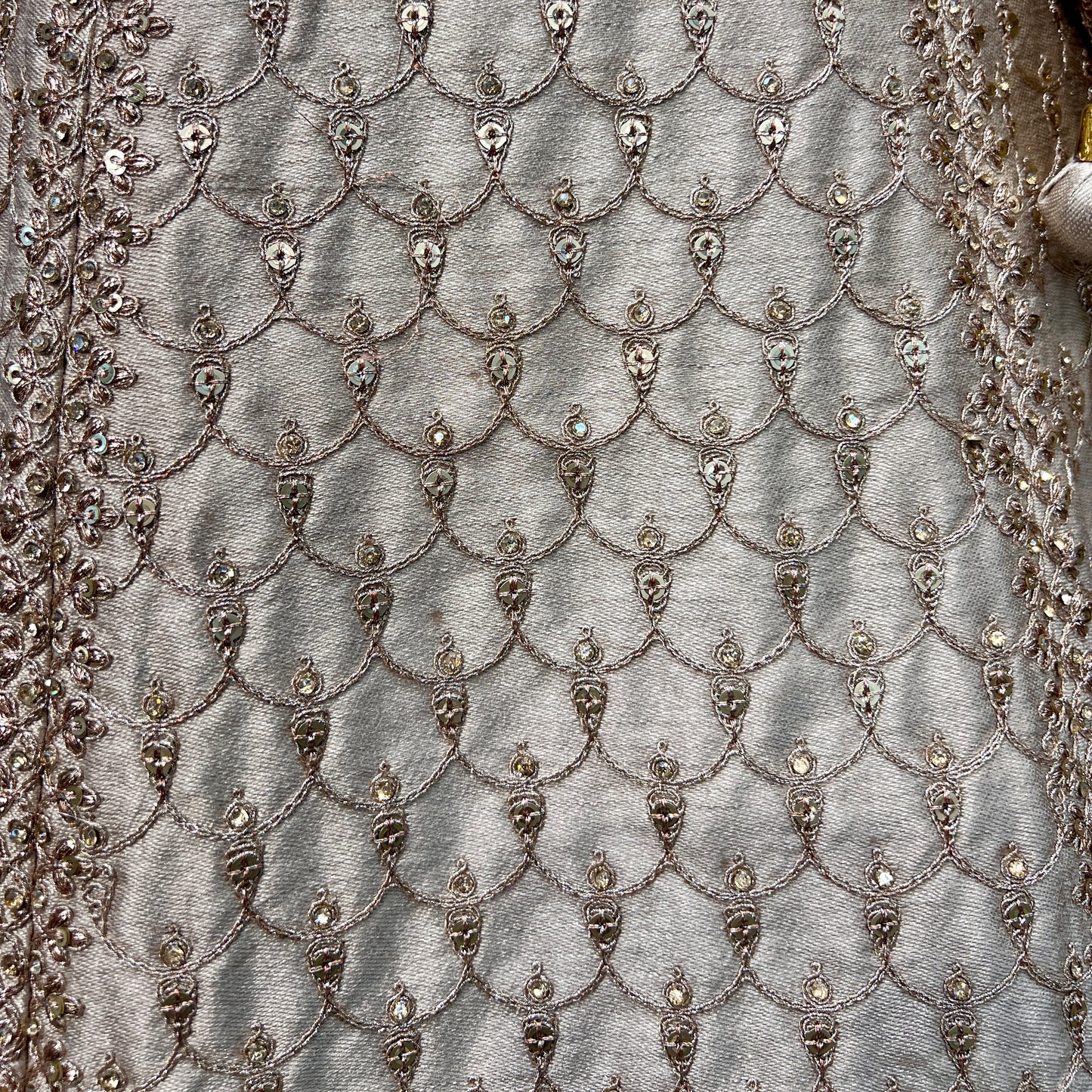 Rosé - Wedding Trousseau in Pastel Hues Raw Silk Off White Bridal Lehenga