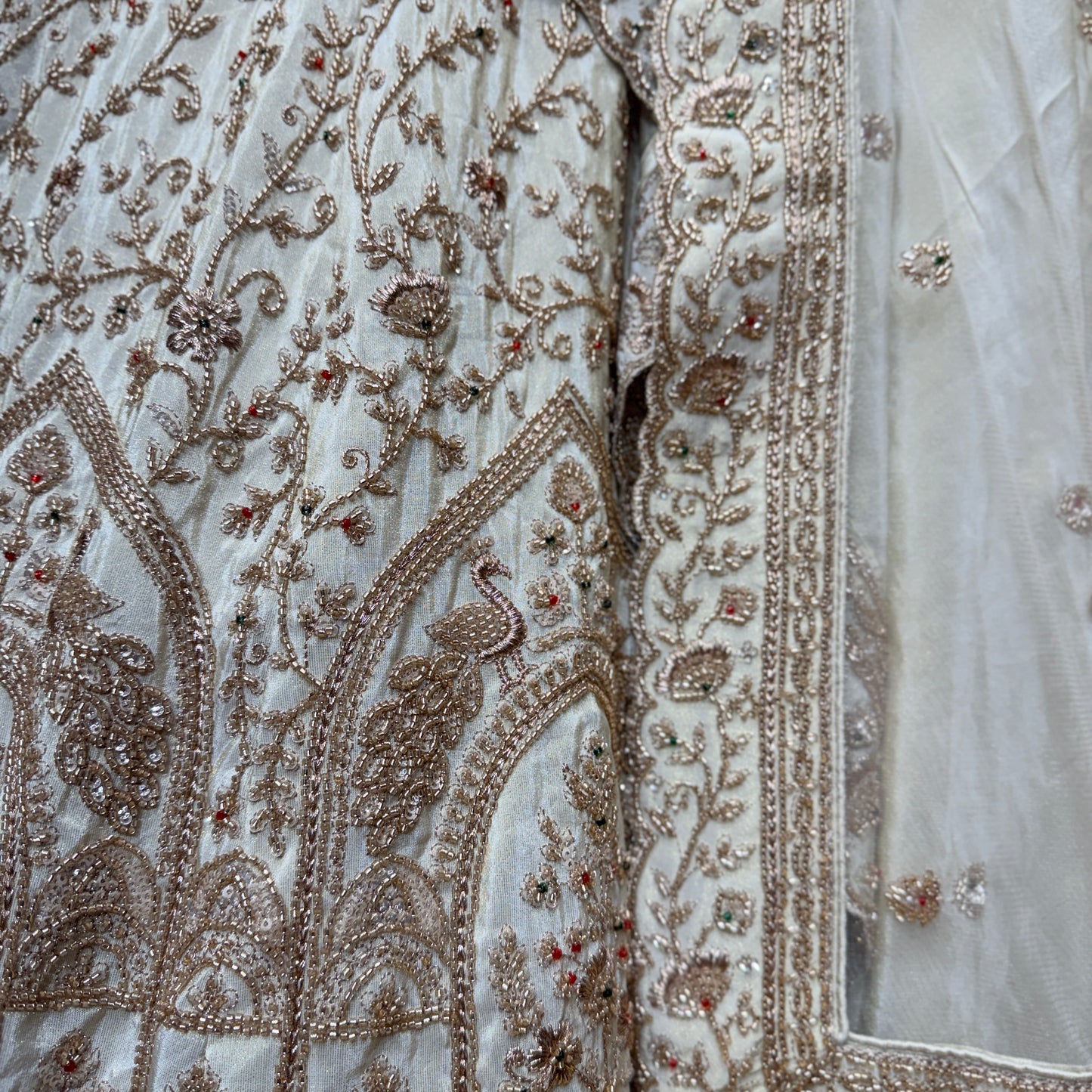 Damsel - Soft Ivory Silk Royal Look Golden Handwork Designer Lehenga