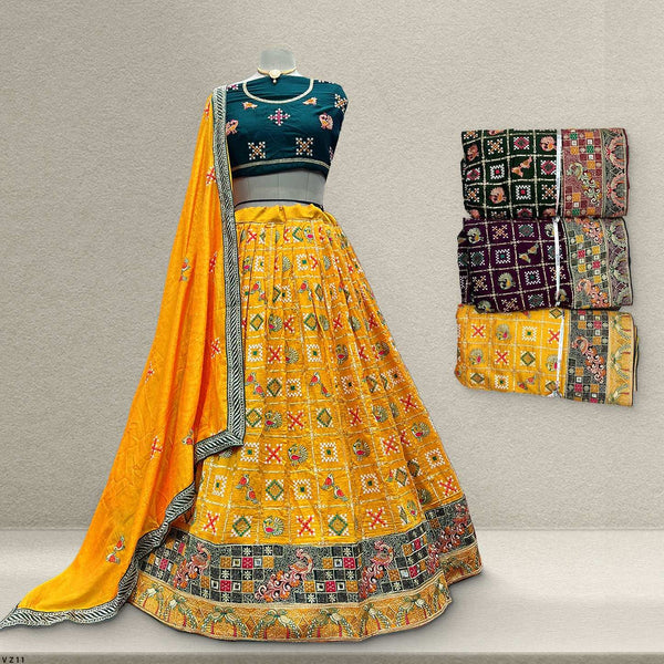 Aisha - Gharchola Pattern Embroidered Georgette Lehenga Set