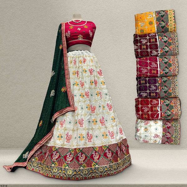 Aisha - Gharchola Pattern Embroidered Georgette Lehenga Set