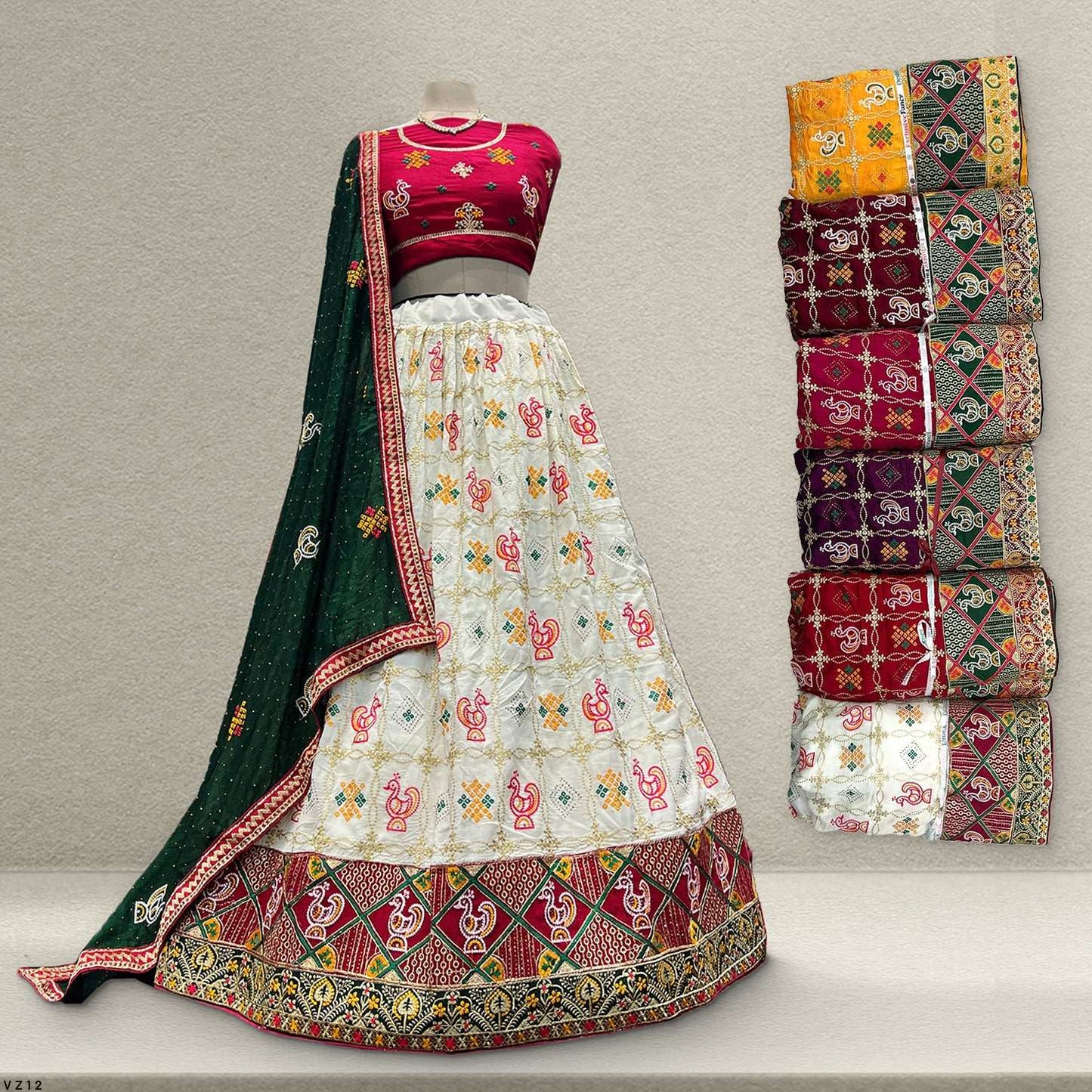 Aisha - Gharchola Pattern Embroidered Georgette Lehenga Set