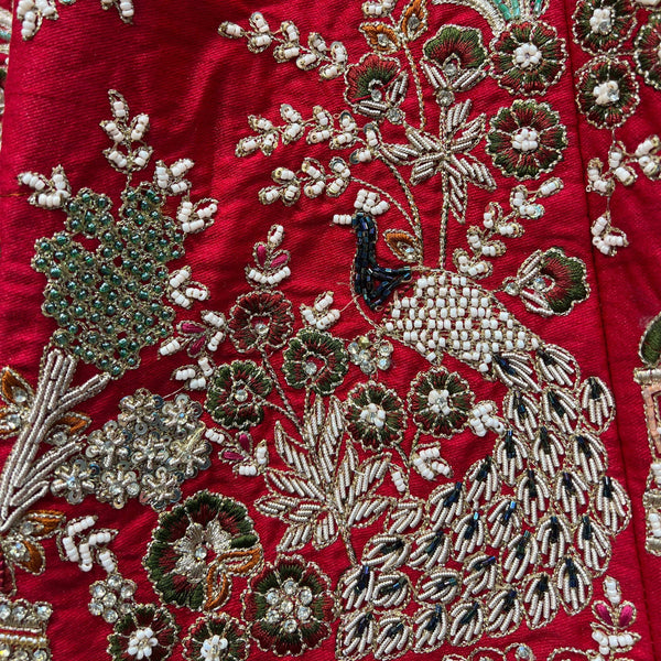 Amrapali - Doli Baraat Handwork Raw Silk Royal Red Bridal Lehenga