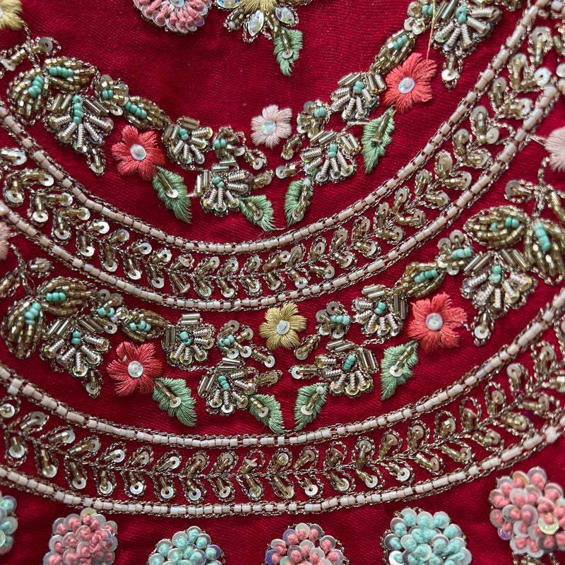 Dulhan in Handwork Lehenga : Raw Silk Royal Red Bridal Lehenga