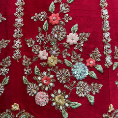 Dulhan in Handwork Lehenga : Raw Silk Royal Red Bridal Lehenga