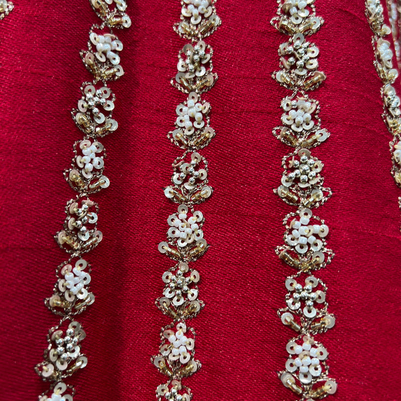 Dulhan in Handwork Lehenga : Raw Silk Royal Red Bridal Lehenga