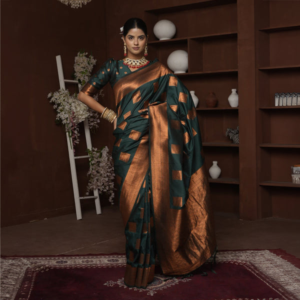 JMS_Studio Luxury Silk Saree with Copper Zari Weave - JMS Studio