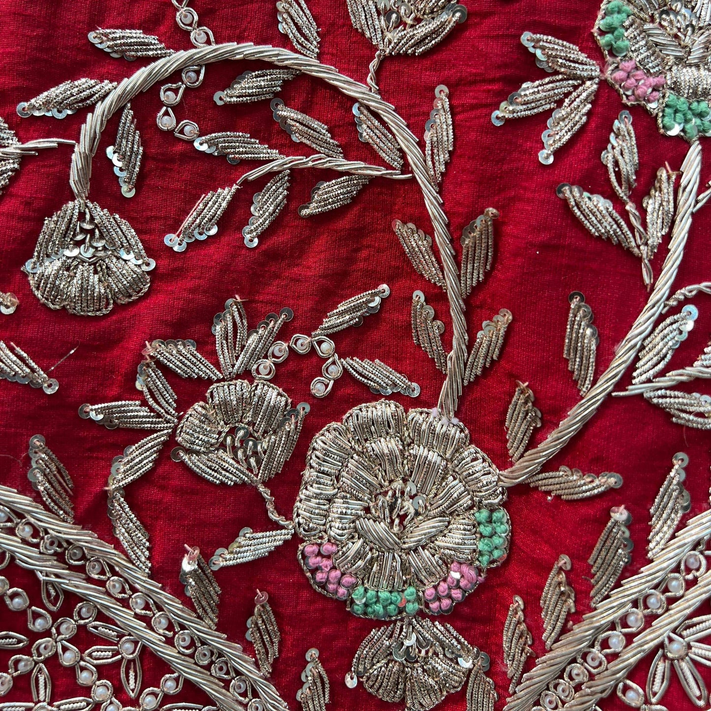 Amrapali - Minimal Sabya Zardosi Raw Silk Royal Red Bridal Lehenga