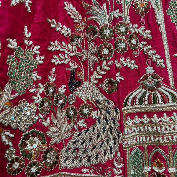 Amrapali - Doli Baraat Handwork Raw Silk Rani Pink Bridal Lehenga