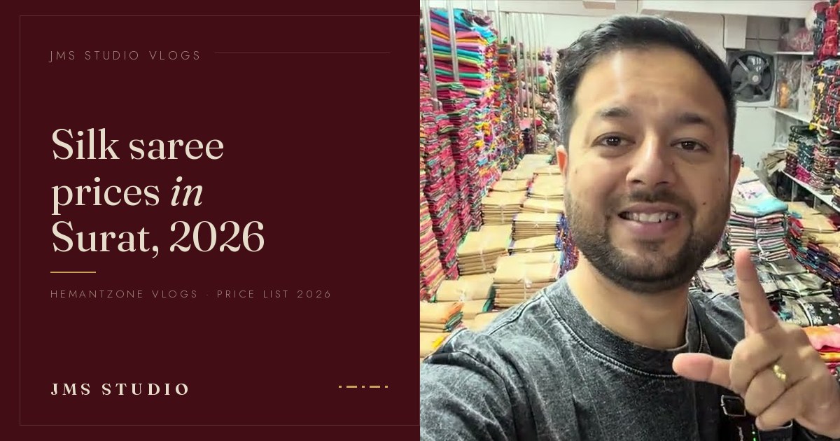 Silk saree prices in Surat, Hemantzone Vlogs at JMS Studio