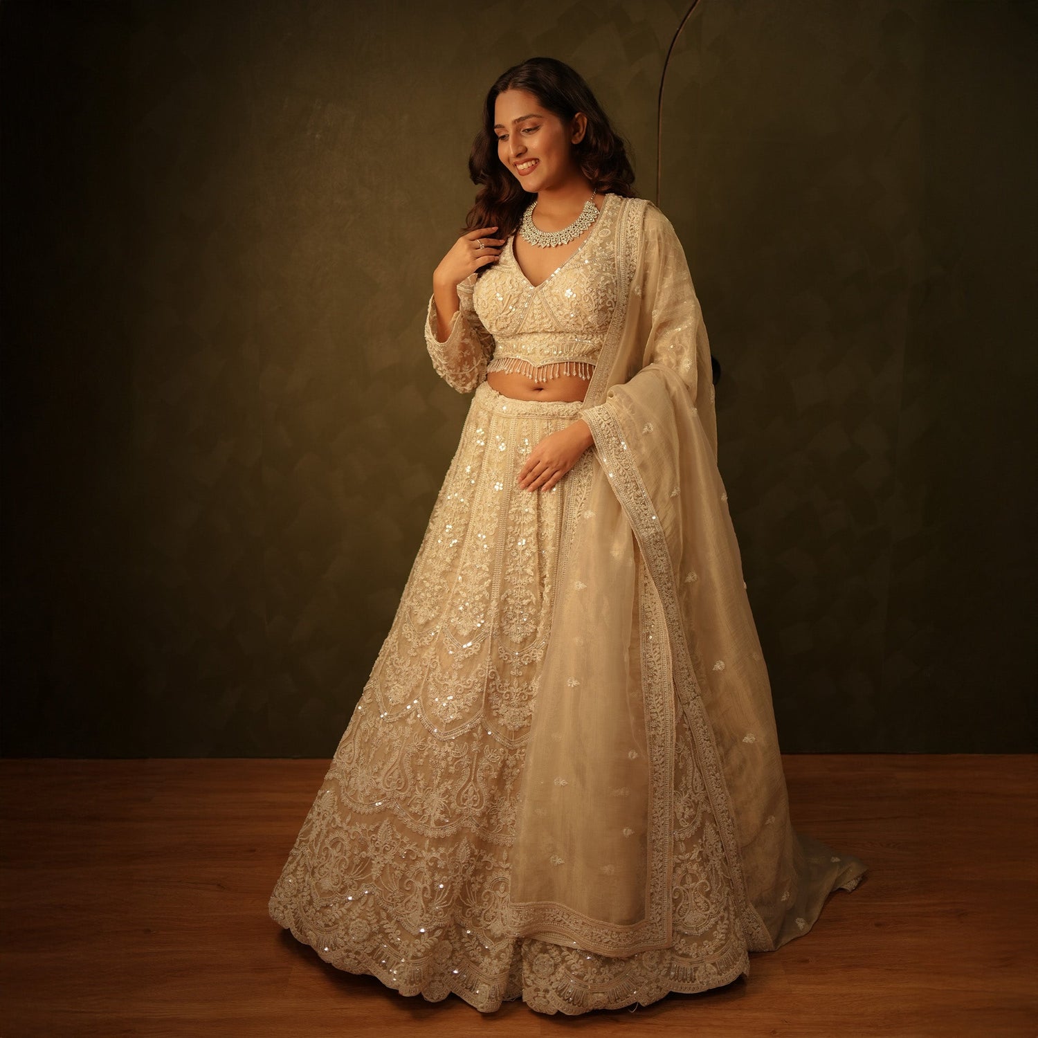 Captivating sangeet reception lehengas featuring exquisite designs for a mesmerizing engagement look