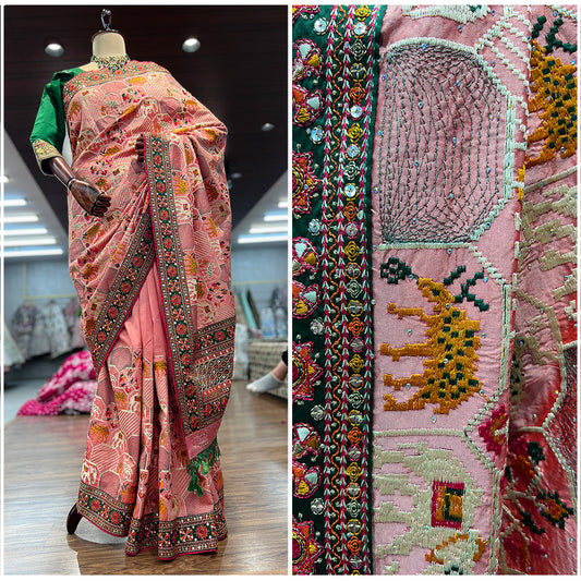 JMS_Studio Gharchola Series Off White Resham Work Wedding Saree - JMS Studio