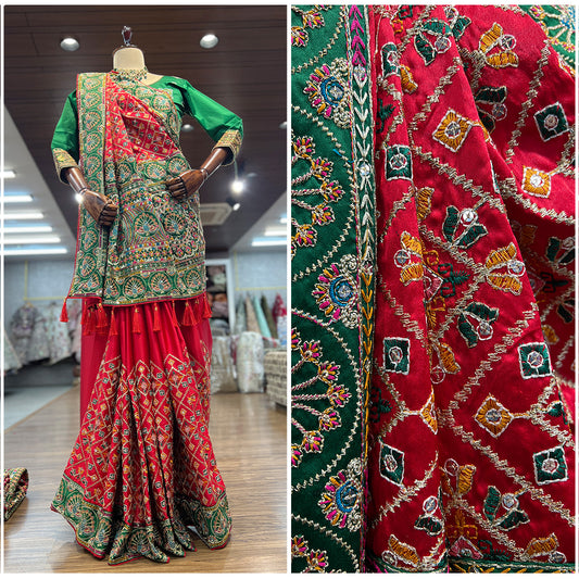 JMS_Studio Gharchola Series Pure Red Resham Work Wedding Saree - JMS Studio