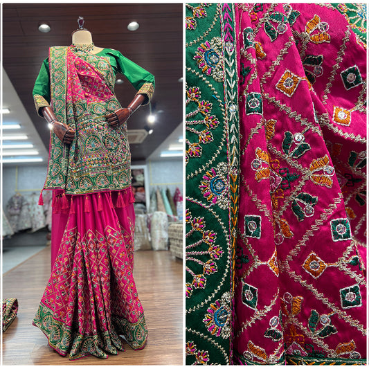 JMS_Studio Gharchola Series Rani Pink Resham Work Wedding Saree - JMS Studio