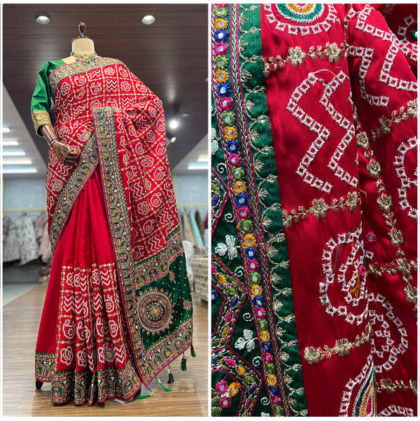 JMS_Studio Gharchola Series Dual Shade Resham Work Wedding Saree - JMS Studio