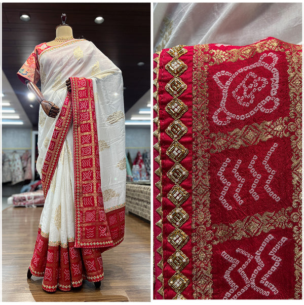 JMS_Studio Soft Viscose Silk Saree Featuring Handwork Embellishments - JMS Studio