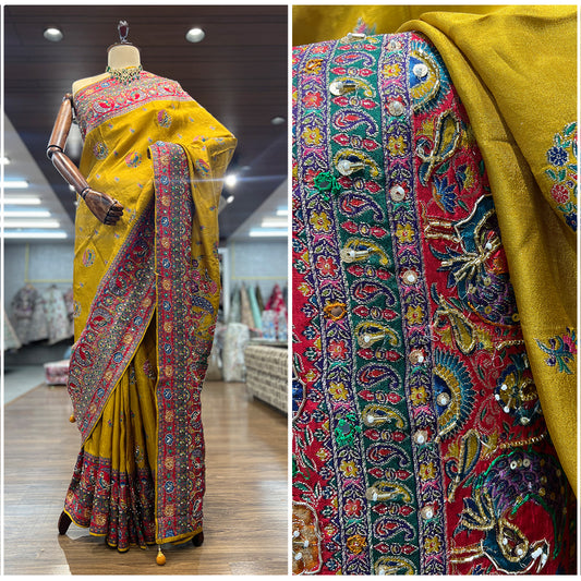 JMS_Studio Dola Viscose Silk Saree Featuring Handwork Embellisments - JMS Studio